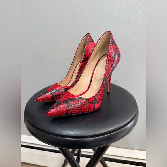 Red Aldo Snakeskin Stiletto Pumps Size 7 VGUC - Picture 1 of 6